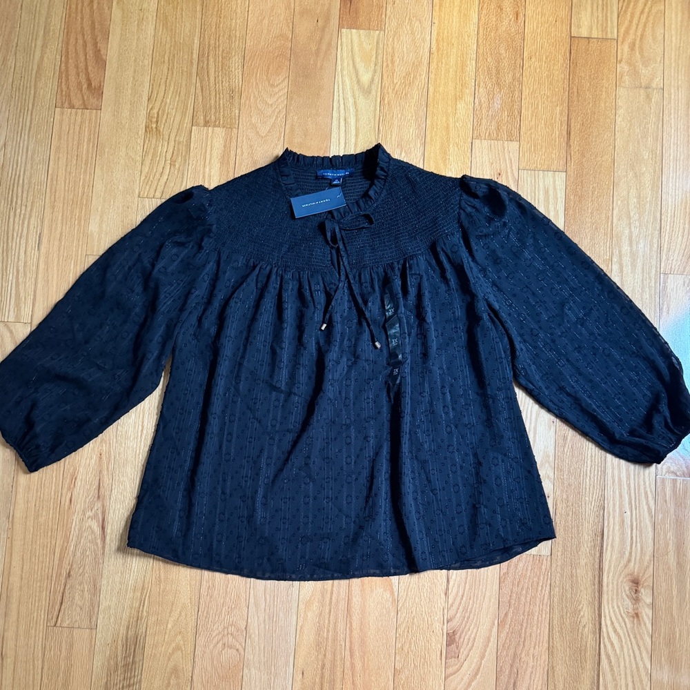 Tommy Hilfiger Black Blouse with Textured Sparkle Design, Elegant Top!